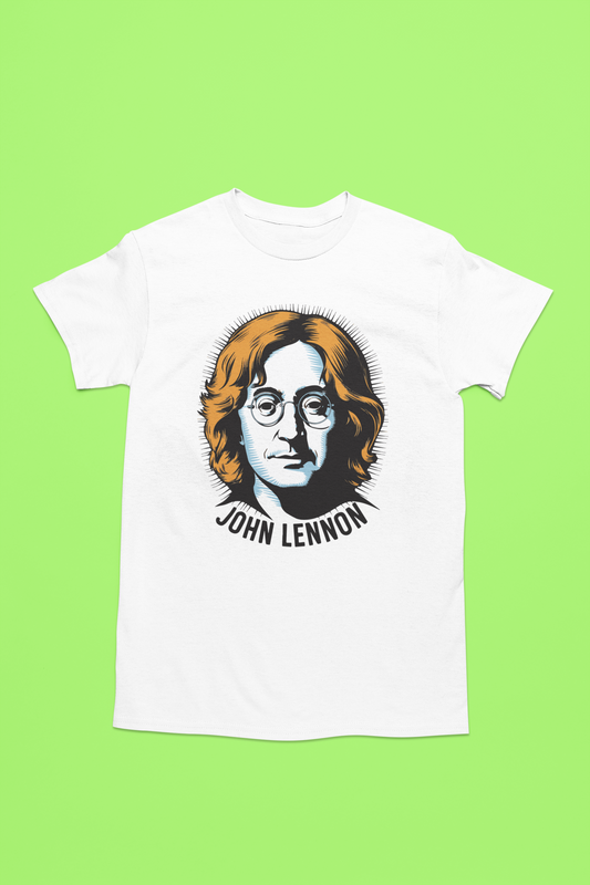 Camiseta blanca con la cara del cantante estadounidense, Jhon Lennon